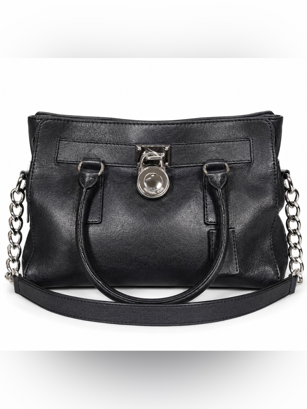 Michael Kors Hamilton East West Soft Fine-Grain Leather Satchel Chain Bag EUC